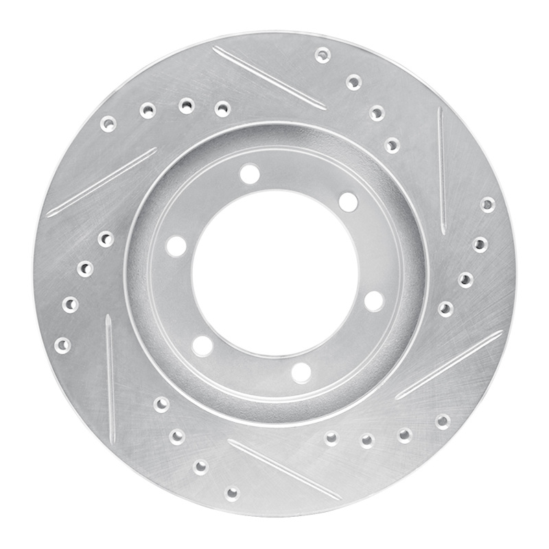 Nissan NP300 Brake Rotor (1) - Front Left - R1 Concepts - Drilled & Slotted - Silver - `98-`15